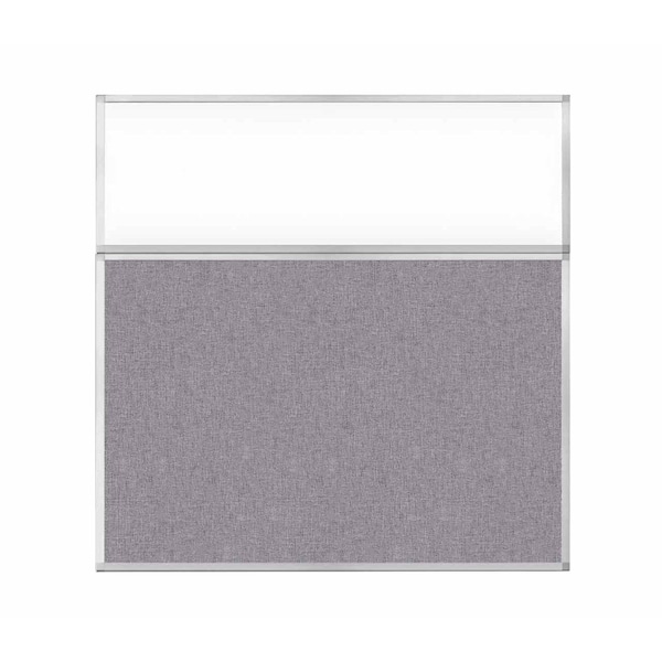 Hush Panel Configurable Cubicle Partition 6' x 6' W/ Window Cloud Gray Fabric Clear Window
